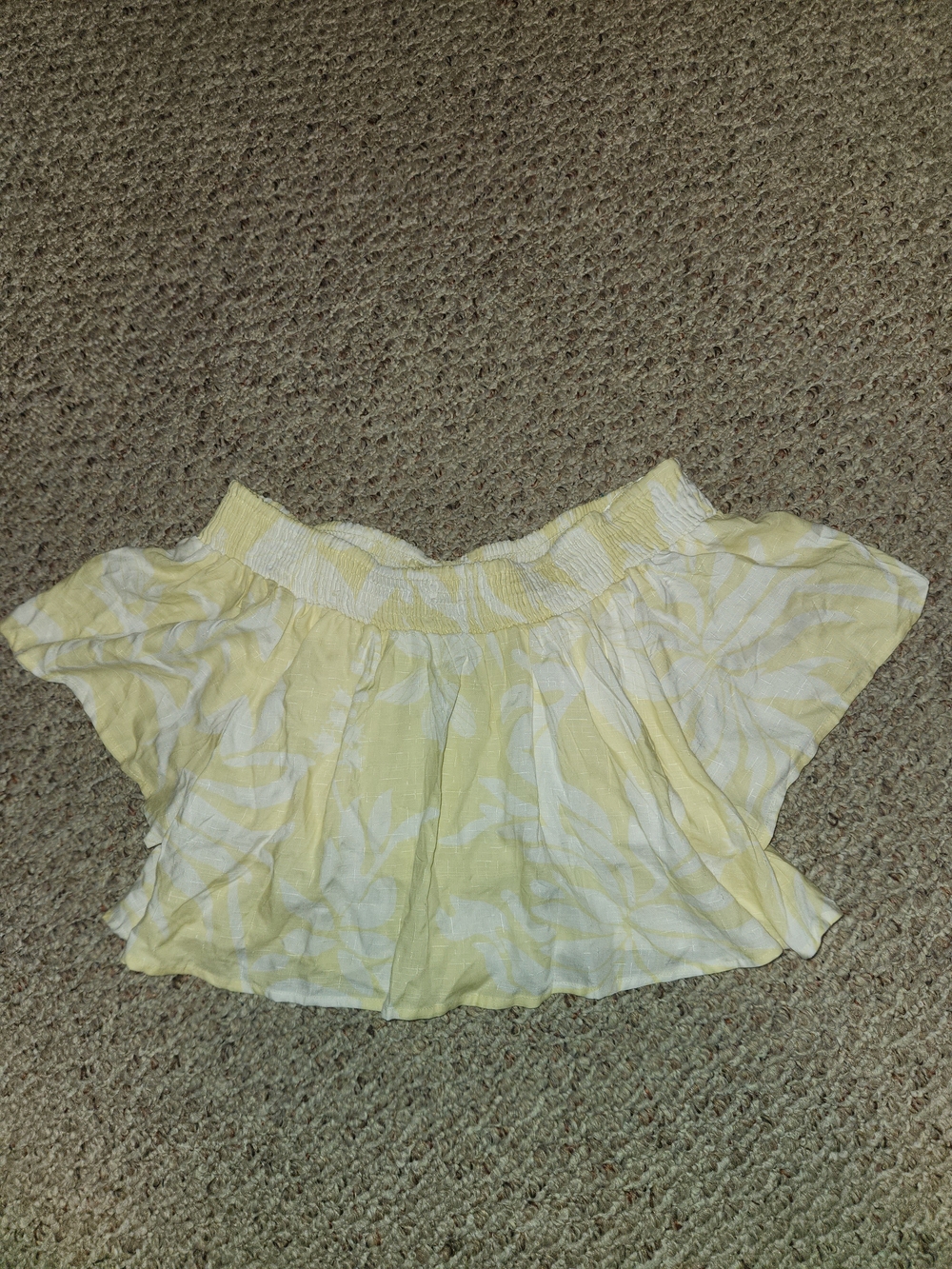 Yellow Floral Smocked Neck Top
